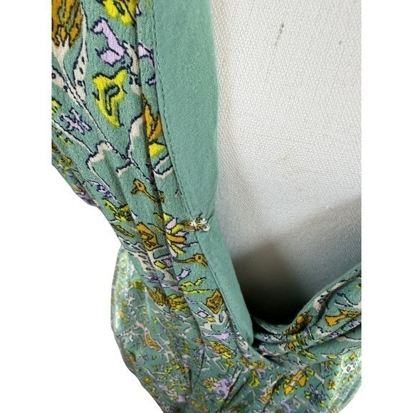 Anthropologie Women's Maeve Blossom Ruffled Mini Dress Sage Floral Draped Sz 12 - Picture 9 of 12